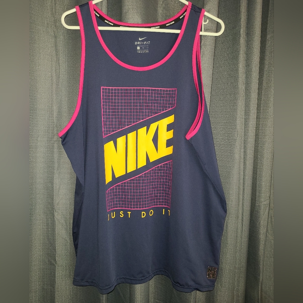 NIKE Swim Large Icon Navy Dri-Fit Tank Unisex XL